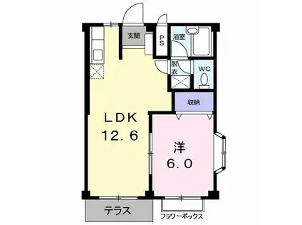 サンヒルズハイツ(1LDK/1階)の間取り写真