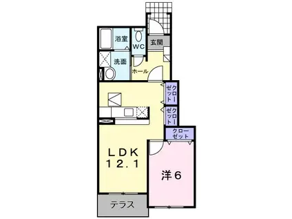 サンティーア(1LDK/1階)の間取り写真