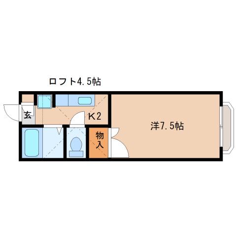 東原メゾン(1K/2階)の間取り写真