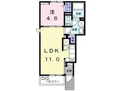 フルール・ド・リス I(1LDK/1階)の間取り写真
