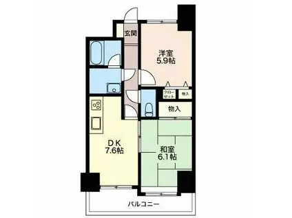 ダイアパレス松本大手(2DK/3階)の間取り写真