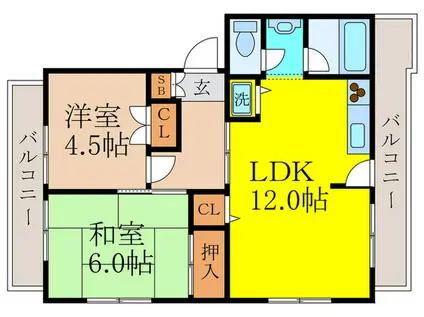 山内マンション第2(2LDK/2階)の間取り写真
