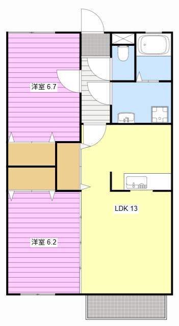 プレズイール(2LDK/2階)の間取り写真