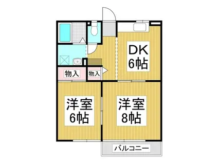 セジュール三本柳(2DK/2階)の間取り写真