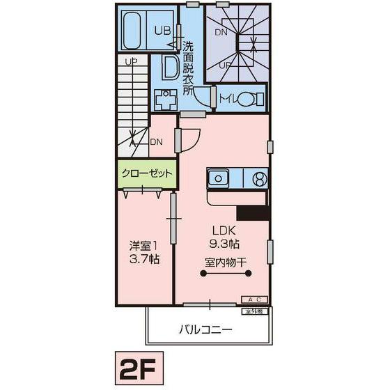 菜根ヒルズ(1LDK/2階)の間取り写真