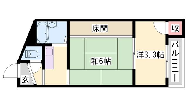 フォレストコート(1K/1階)の間取り写真