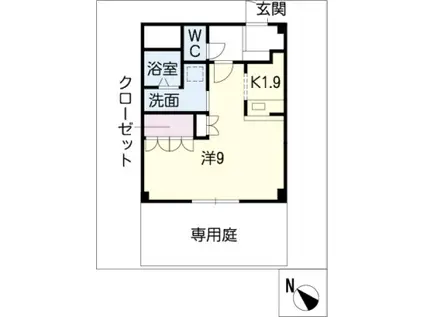 ハピネスハイム(1K/1階)の間取り写真