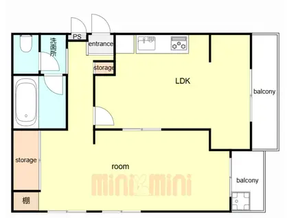 フェイバーハイツ(1LDK/2階)の間取り写真
