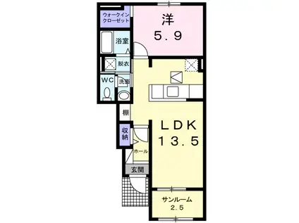 クリングラン(1LDK/1階)の間取り写真