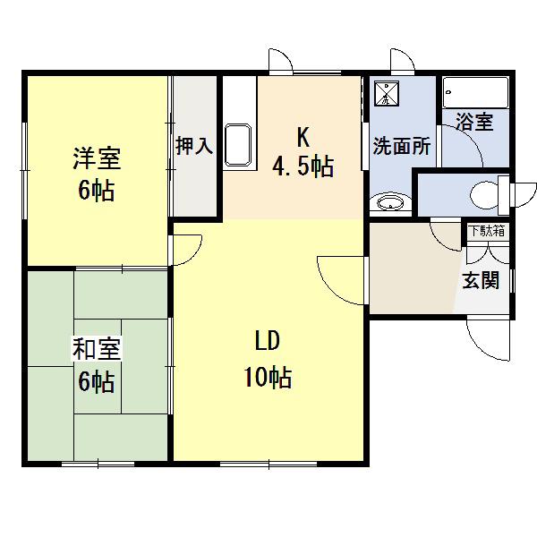 関谷ハイツ F棟(2LDK/2階)の間取り写真