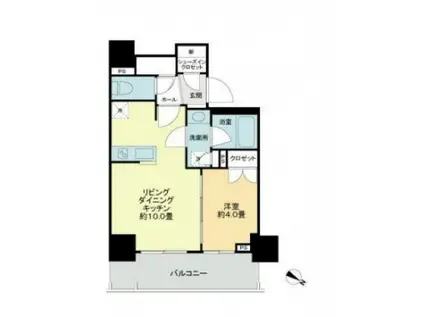 ライオンズ千代田岩本町ミレス-KDA(1LDK/10階)の間取り写真