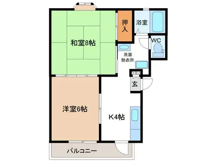 ヴェルドール長者(2K/3階)の間取り写真