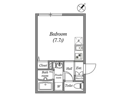 LEGALAND都立大学II(ワンルーム/3階)の間取り写真