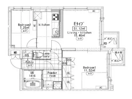 プライマル駒沢大学旧GRAN PASEO駒沢大学(2LDK/3階)の間取り写真