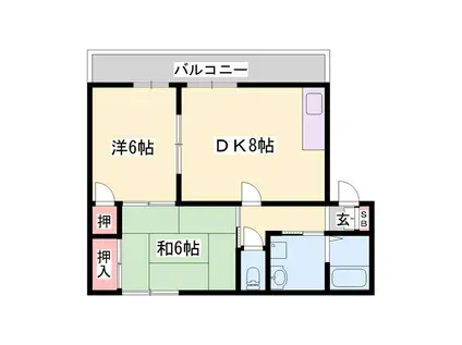 パストラルハイツA棟(2DK/2階)の間取り写真