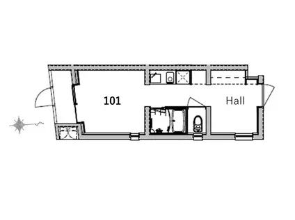 ペットOK CIRCLEGARDENKAMATA 京急蒲田徒歩4分(ワンルーム/1階)の間取り写真