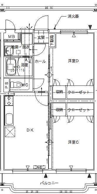 フェニックスマンションB(2DK/4階)の間取り写真