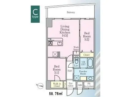 グランシエル川口(1SLDK/12階)の間取り写真