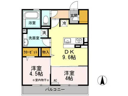 オリンピアパーク(2DK/2階)の間取り写真