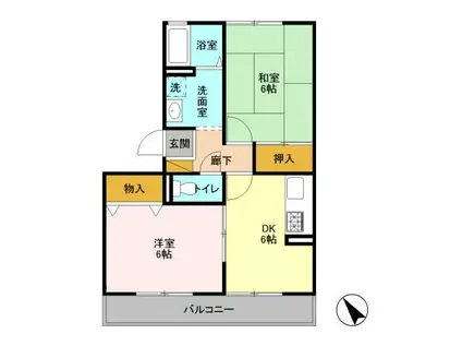 プランドール市川(2DK/2階)の間取り写真