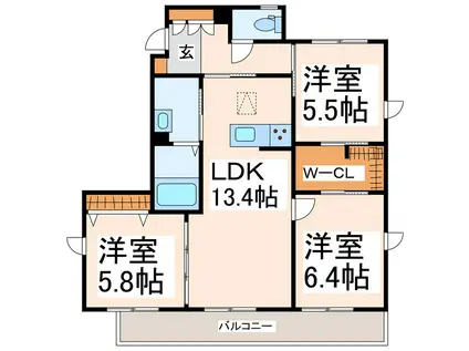 アルフラット (3LDK/1階)の間取り写真