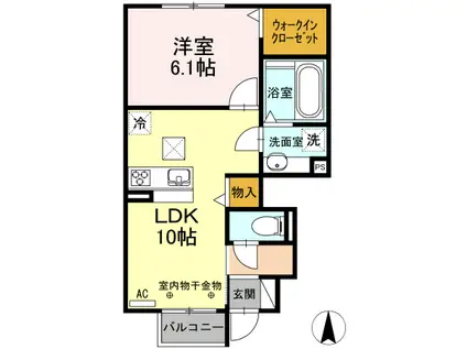 よつ葉館・蒼い館・まほろ館・ほくと館 蒼い館(1LDK/1階)の間取り写真