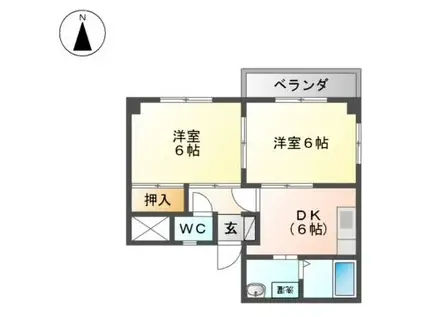 エクセランス青山(2DK/1階)の間取り写真