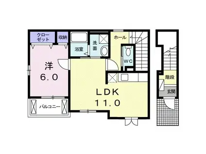 ソルパティオ I(1LDK/2階)の間取り写真