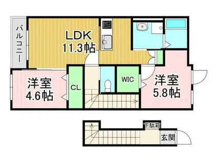 フィラーレ藤(2LDK/2階)の間取り写真