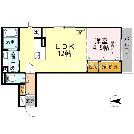 フェリーチェ西田(1LDK/2階)の間取り写真