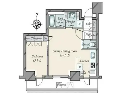 パークコート乃木坂ザタワー(1LDK/3階)の間取り写真