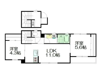 阿佐谷北5丁目B棟(2LDK/2階)の間取り写真
