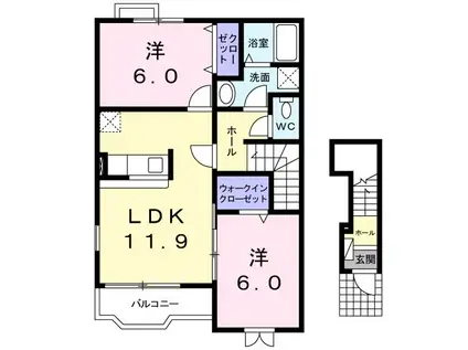 リバ-コングラッツ(2LDK/2階)の間取り写真