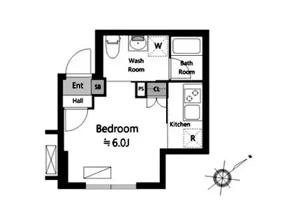 SHOKEN RESIDENCE横浜生麦III(1K/1階)の間取り写真