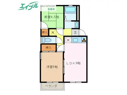 アーバンハイツ(2LDK/2階)の間取り写真