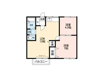 グリーンヒルズ(2LDK/1階)の間取り写真