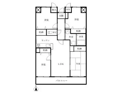 サヴァンパレス西津田(4LDK/3階)の間取り写真