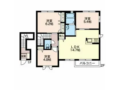 ブルーインパルス(3LDK/2階)の間取り写真