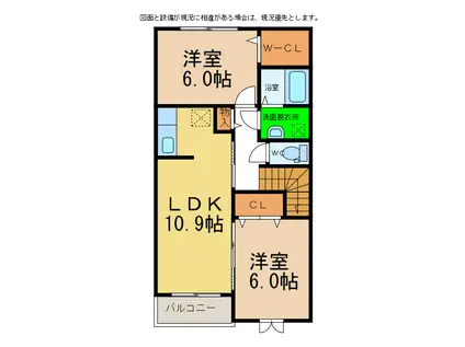 フルール蘭IIB(2LDK/2階)の間取り写真