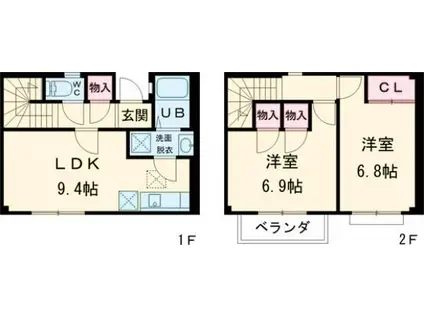 クレストステージII(2LDK/1階)の間取り写真