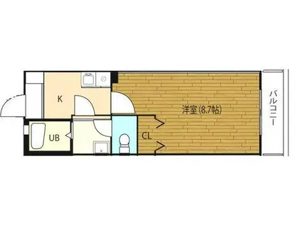 リブレアリバーサイド姪浜(1K/1階)の間取り写真