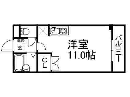パティオ香里園東(ワンルーム/2階)の間取り写真