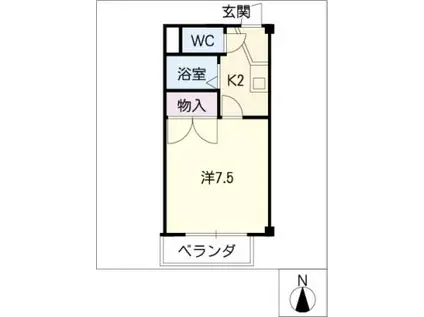 グリーンビレッジ(1K/1階)の間取り写真