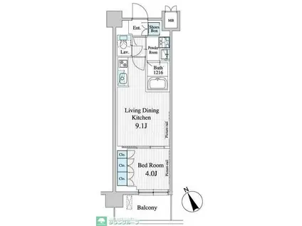 プレノ清澄庭園(1LDK/8階)の間取り写真