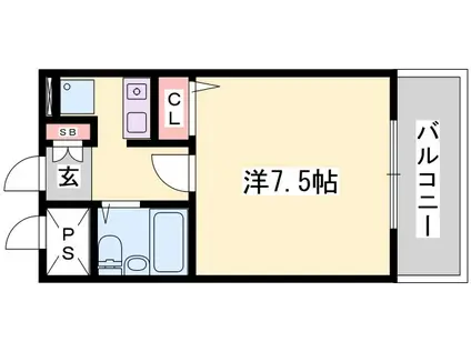 ベルトピア姫路I(1K/2階)の間取り写真