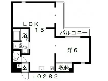 センターフィールド(1LDK/1階)の間取り写真