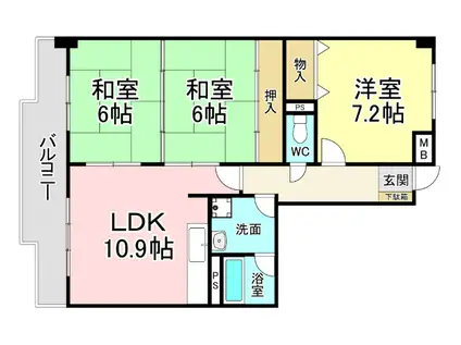 ホワイトパレス南小倉(3LDK/1階)の間取り写真