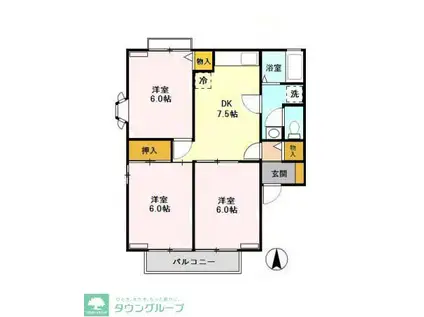 リヴェール高沢 A/B(3DK/1階)の間取り写真