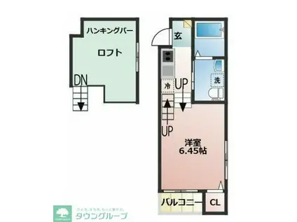 CHALET 涼風テラス(1K/1階)の間取り写真