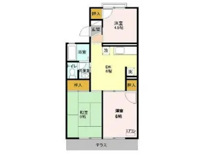 吉川タウンハウス II棟(3DK/2階)の間取り写真